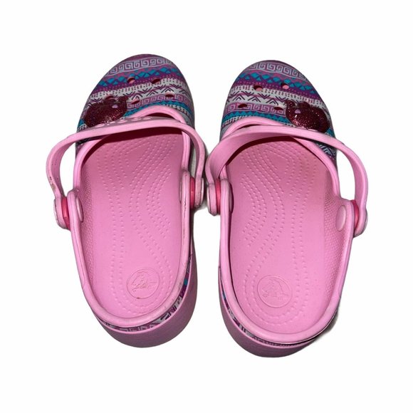 Crocs Pink Aqua Aztec Elephant Clogs Girl's C 13 - Picture 8 of 9